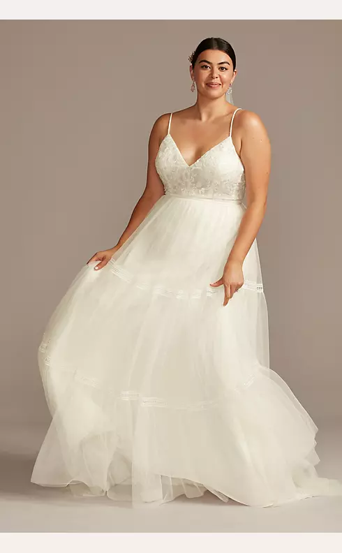 Corset Bodice Tiered Chiffon A-Line Wedding Dress Image 1