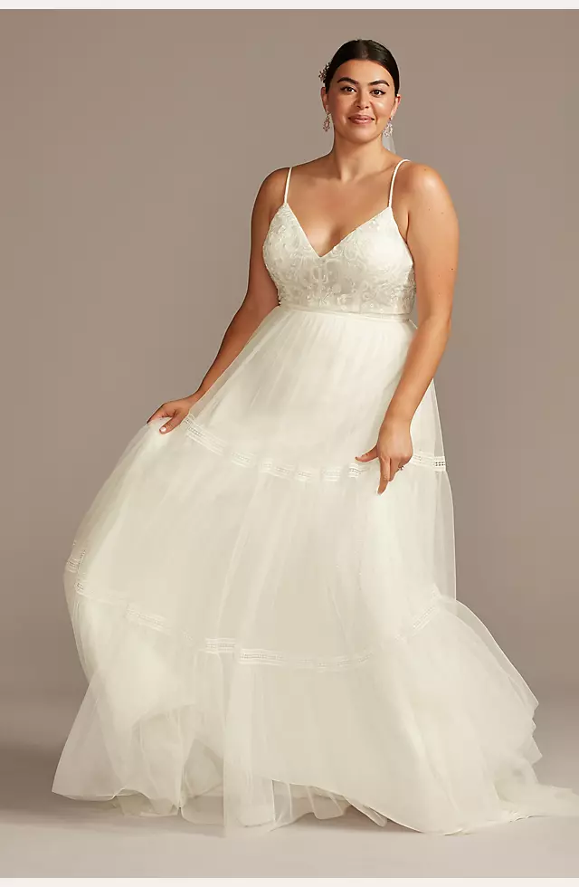 Corset Bodice Tiered Chiffon A-Line Wedding Dress Image