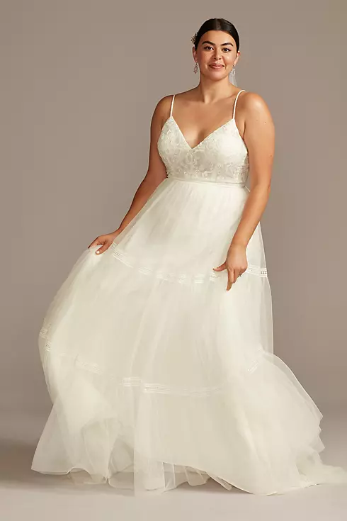 Corset Bodice Tiered Chiffon A-Line Wedding Dress Image 1