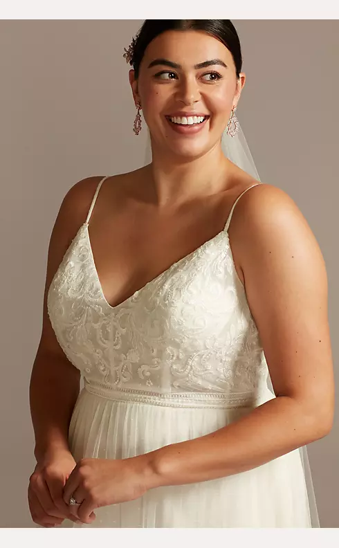 Corset Bodice Tiered Chiffon A-Line Wedding Dress Image 3