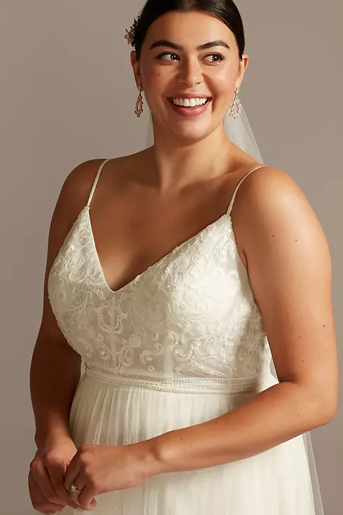 Corset Bodice Tiered Chiffon A-Line Wedding Dress Image 3