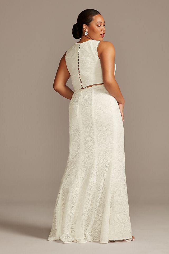 Lace Two-Piece Scalloped Plus Size Wedding Dress Image 2