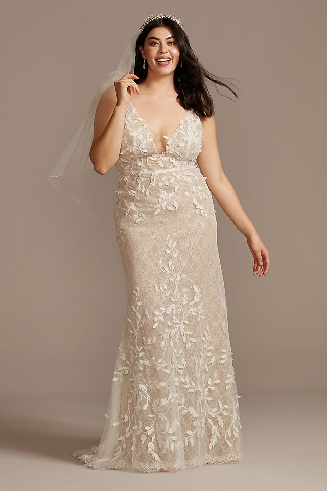 3D Leaves Applique Lace Wedding Dress Image 7