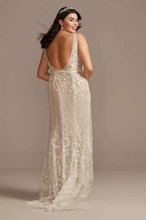 3D Leaves Applique Lace Wedding Dress Image 2