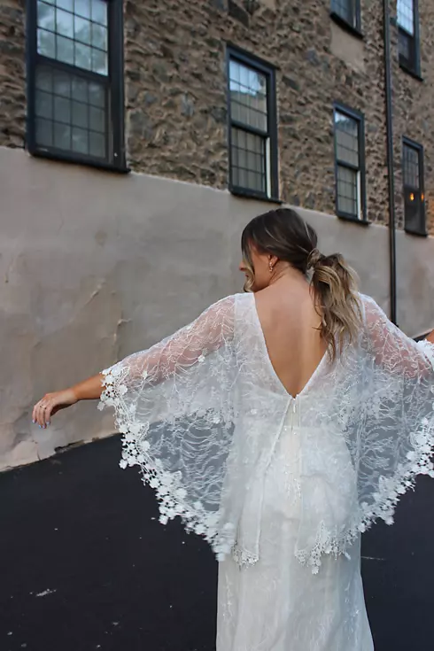 Lace Wedding Dress with Crochet Trim Capelet Image 10