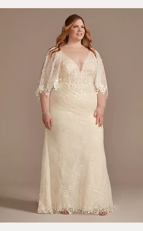 Lace Wedding Dress with Crochet Trim Capelet Image 5