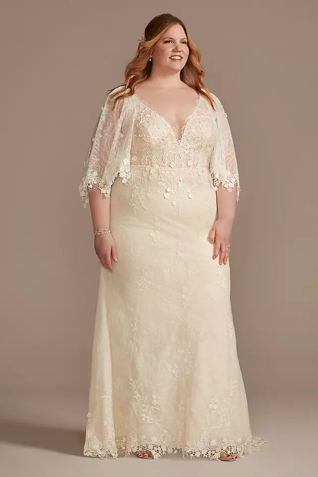 Lace Wedding Dress with Crochet Trim Capelet Image 5