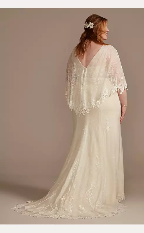 Lace Wedding Dress with Crochet Trim Capelet Image 6