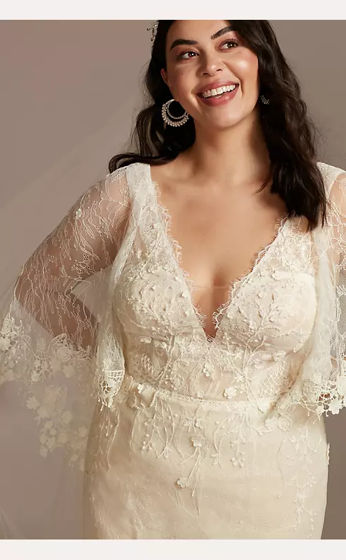 Lace Wedding Dress with Crochet Trim Capelet Image 3