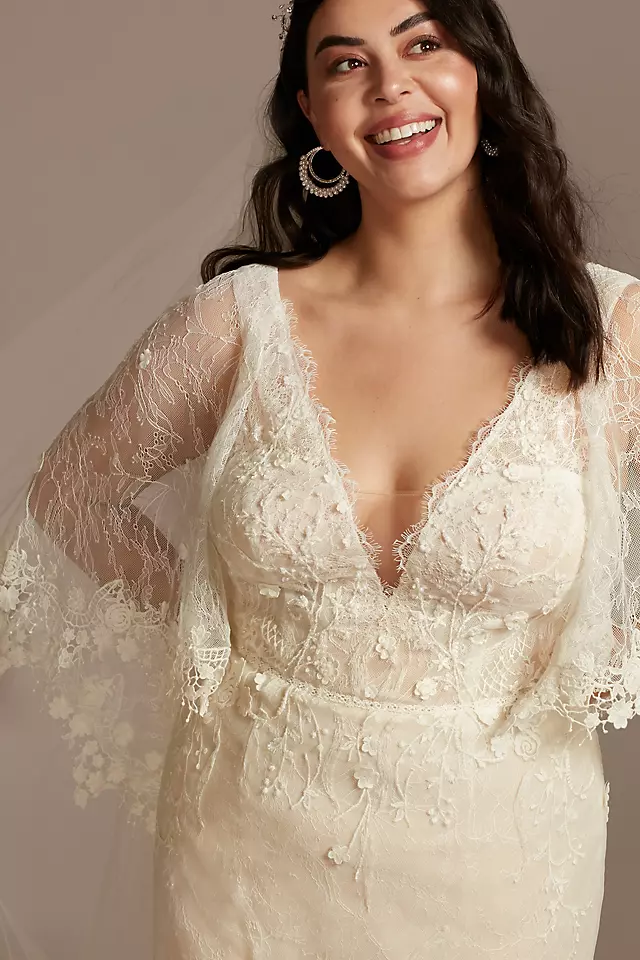 Lace Wedding Dress with Crochet Trim Capelet Image 3