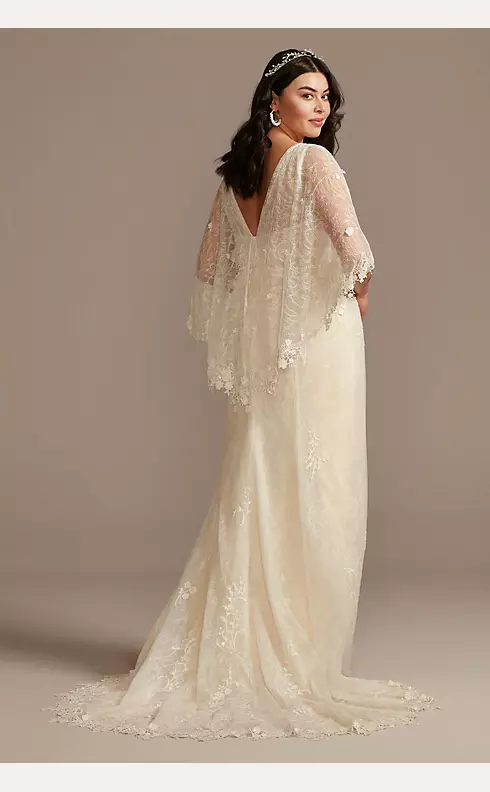 Lace Wedding Dress with Crochet Trim Capelet Image 2