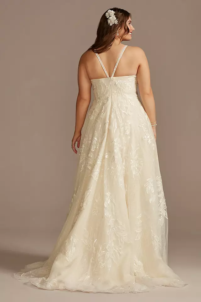 Tulle Lace V-Back Spaghetti Strap Wedding Dress Image 2