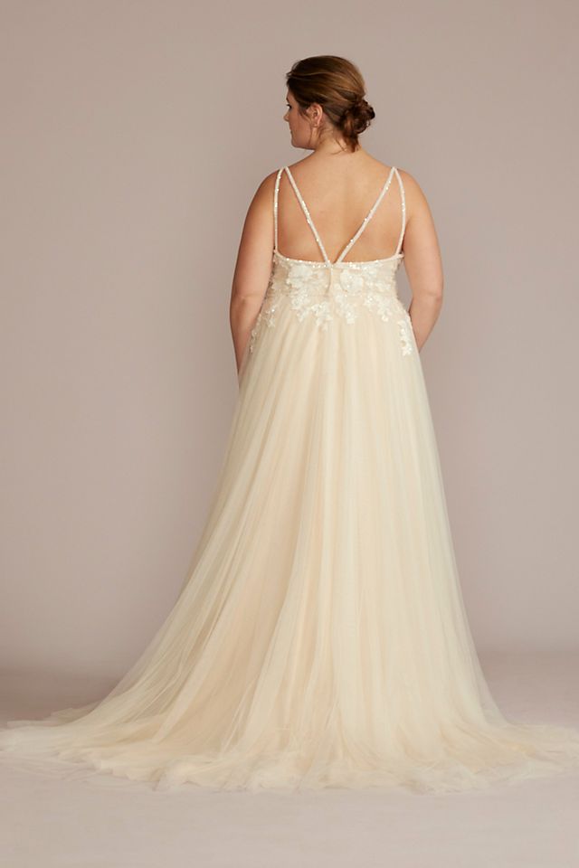 As Is Beaded Lace Applique Plus Size Wedding Gown