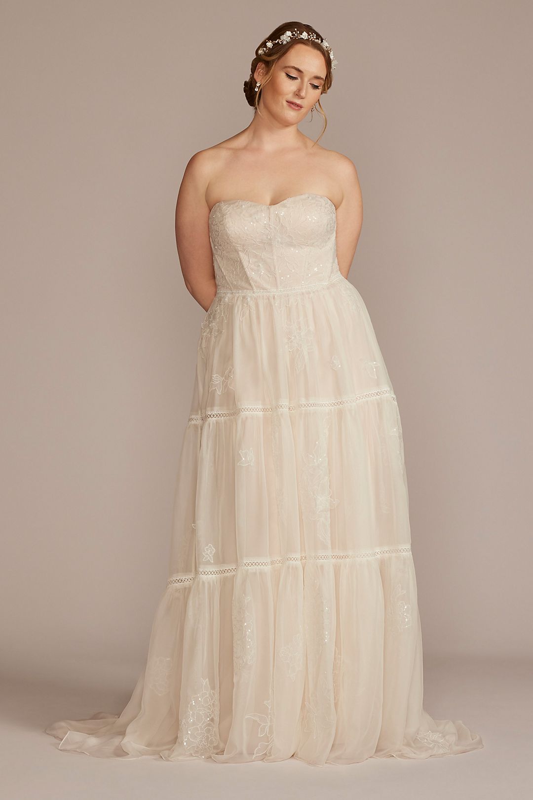 Strapless Chiffon A-Line Wedding Dress Image 4