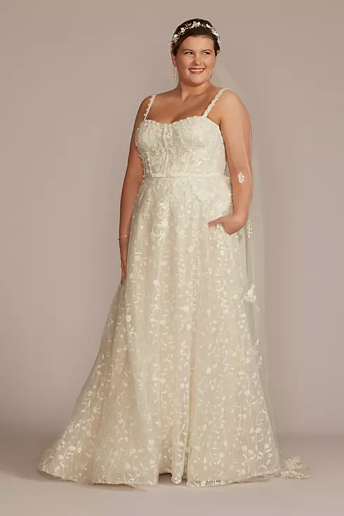 Embroidered Lace A-Line Wedding Dress Image 1