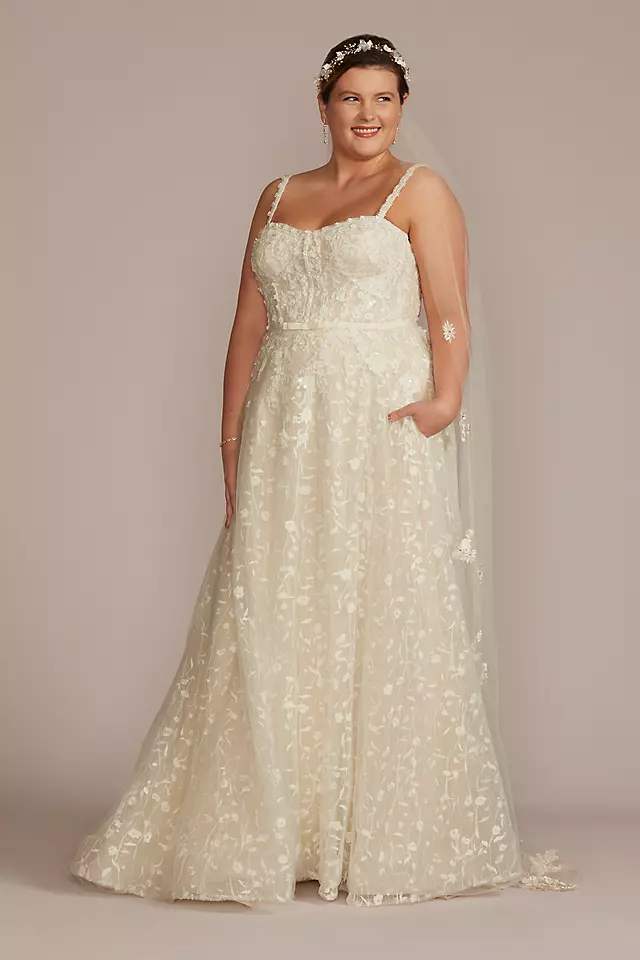Embroidered Lace A-Line Wedding Dress Image