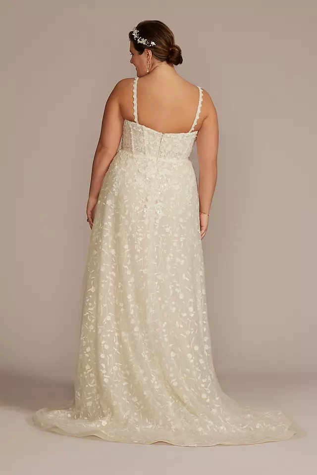 Embroidered Lace A-Line Wedding Dress Image 2
