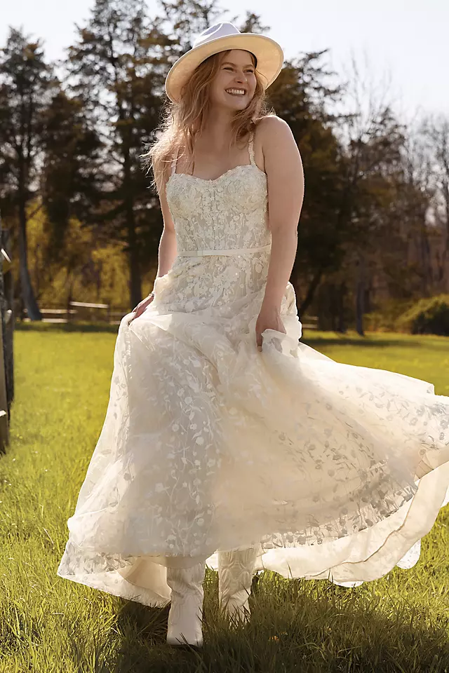 Embroidered Lace A-Line Wedding Dress Image 4