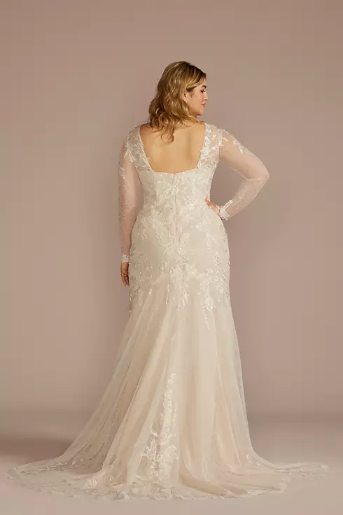 Allover Lace Long Sleeve Sheath Wedding Dress Image 2