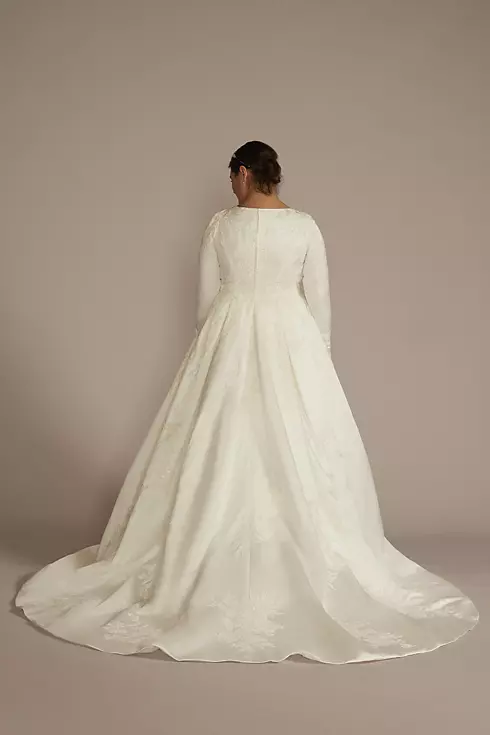 Long Sleeve Beaded Lace Modest Wedding Dress Image 2