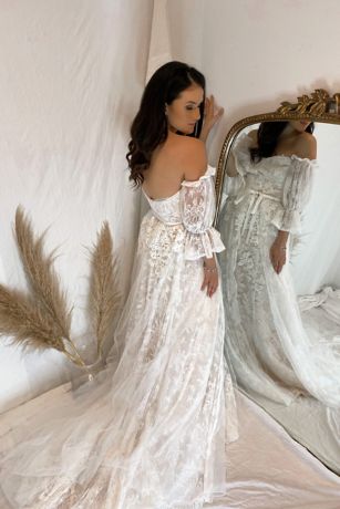 White by Vera Wang Lace Overskirt Wedding Dress | David's Bridal