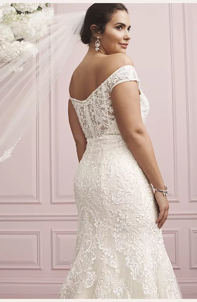 As-Is Beaded Lace Mermaid Plus Size Wedding Dress Image 6