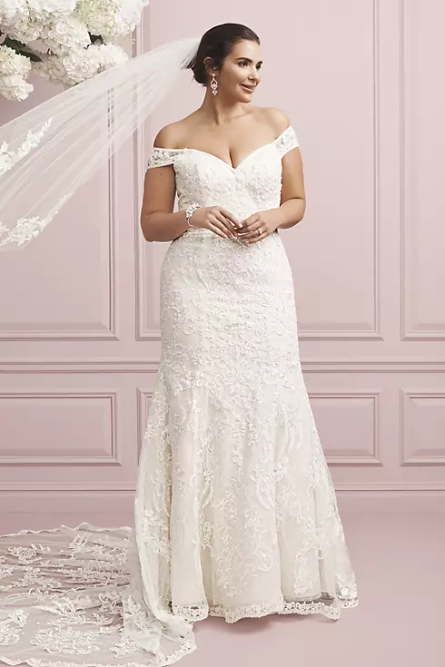 As-Is Beaded Lace Mermaid Plus Size Wedding Dress Image 5