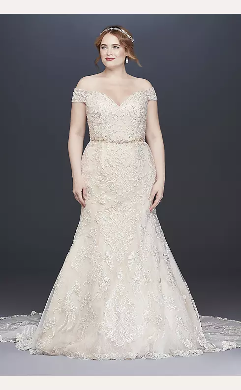 As-Is Beaded Lace Mermaid Plus Size Wedding Dress Image 1