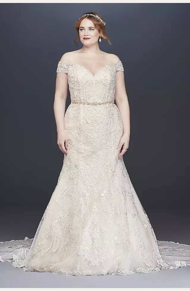 As-Is Beaded Lace Mermaid Plus Size Wedding Dress Image