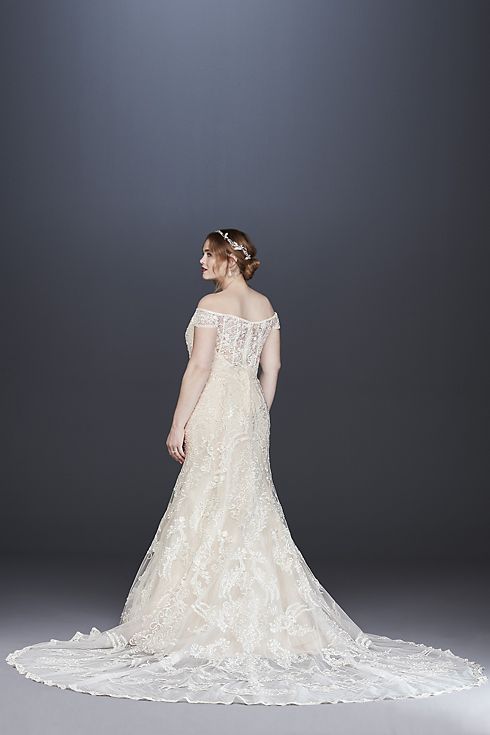 As-Is Beaded Lace Mermaid Plus Size Wedding Dress Image 2