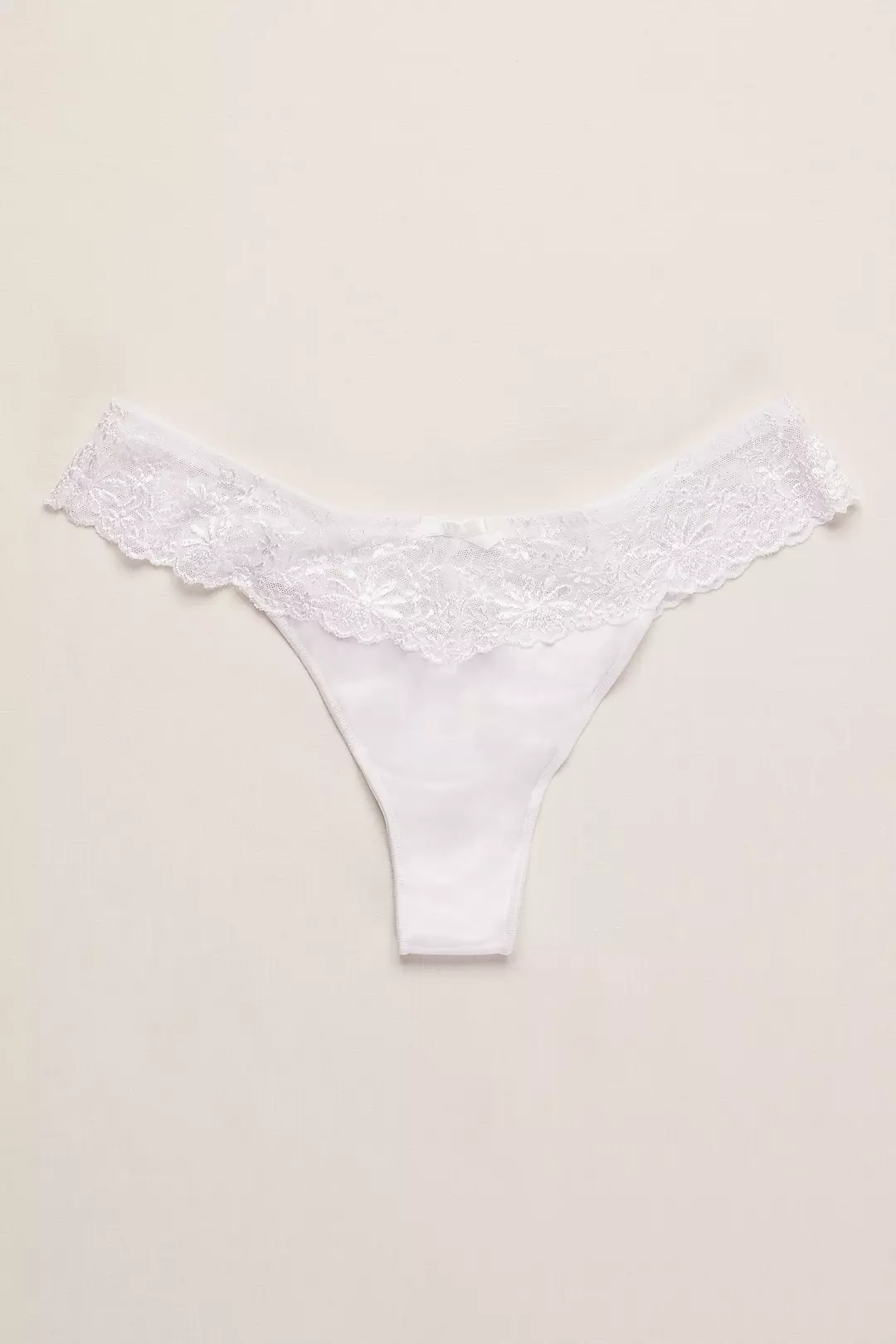 Allover Lace Thong with Bow Image