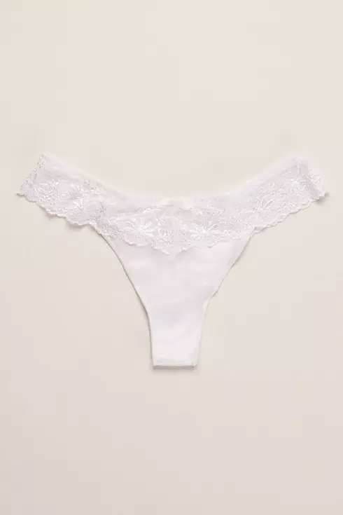 Allover Lace Thong with Bow Image 1