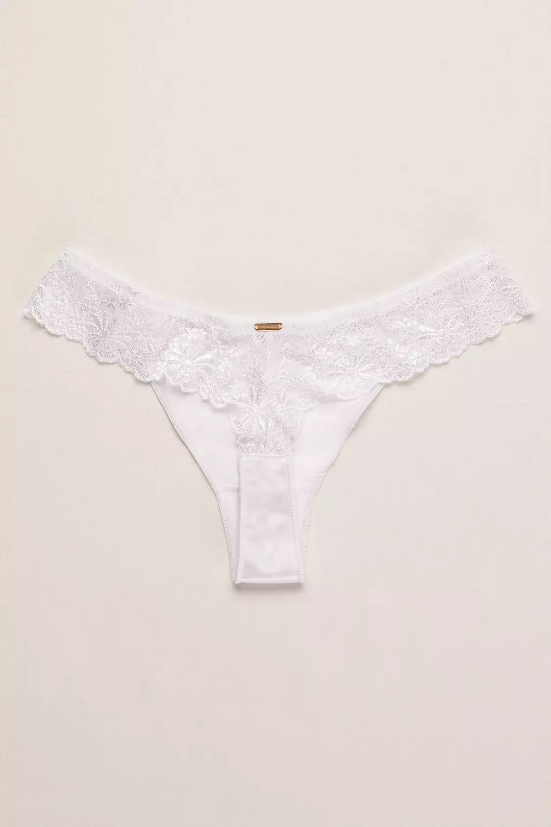 Allover Lace Thong with Bow Image 2