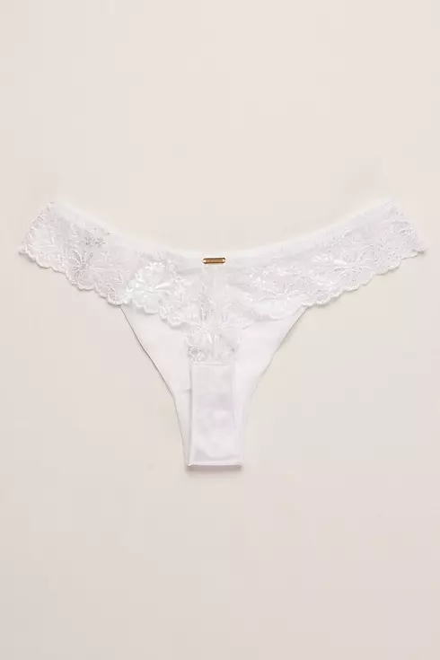 Allover Lace Thong with Bow Image 2