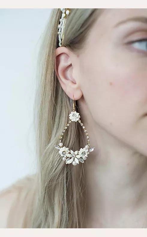 Porcelain Flower Cluster Teardrop Earrings Image 2