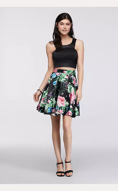 Homecoming Two Piece Crop Top and Floral Skirt Image 1
