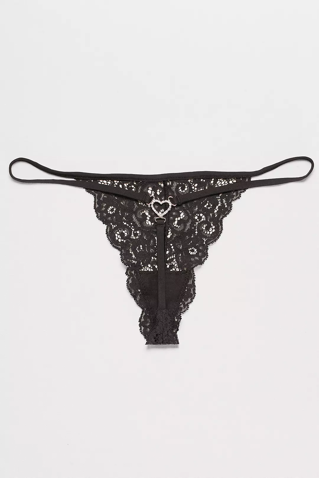 Lace G-String with Crystal Heart Image