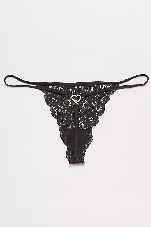Lace G-String with Crystal Heart Image 1
