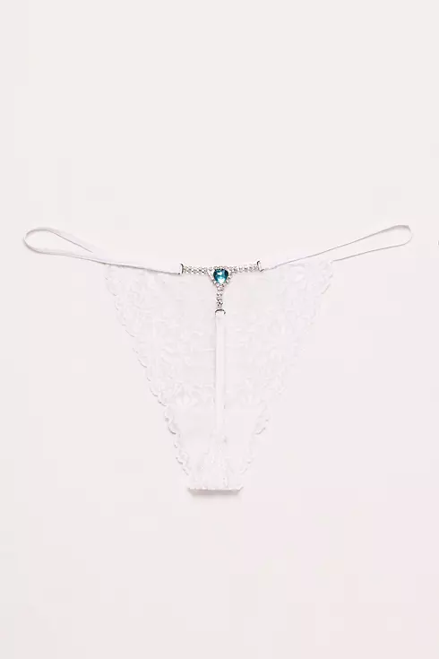 Crystal Chain G-String with Blue Heart Stone Image 1