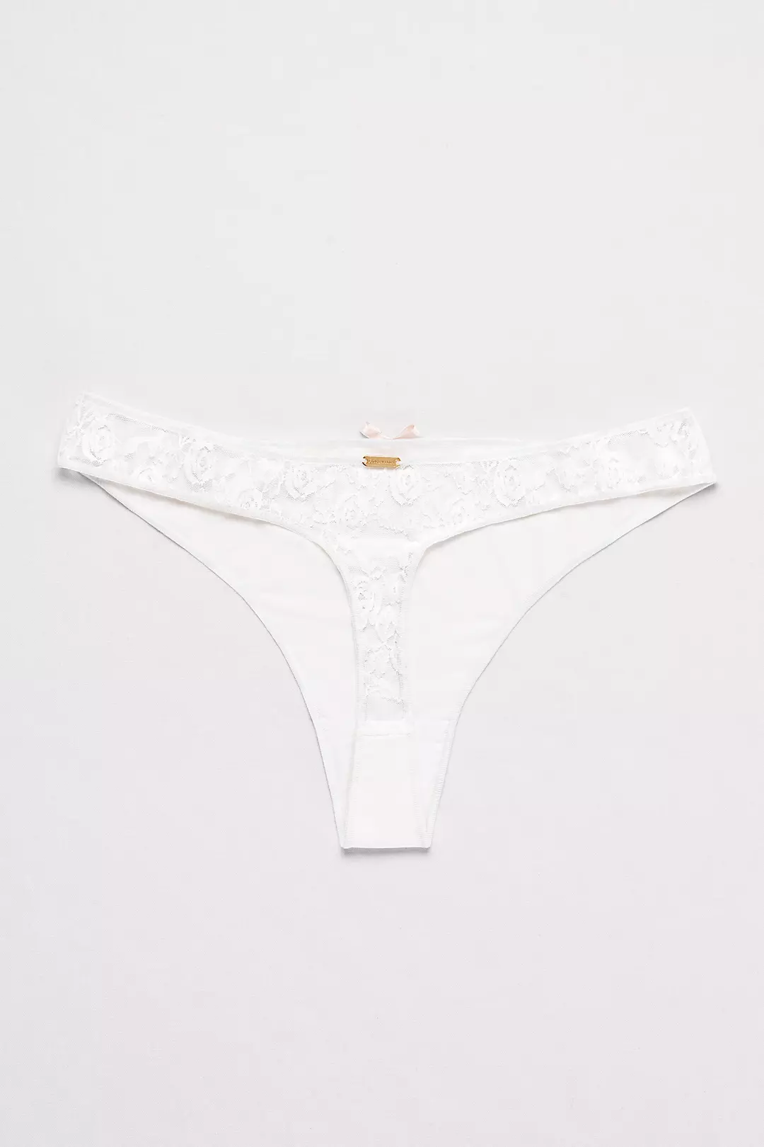 Fiorentina Satin and Lace Thong with Bow Image 2