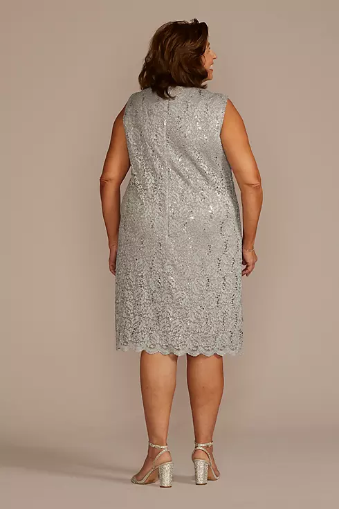 Beaded Lace Short Sheath Dress with Jacket Image 5