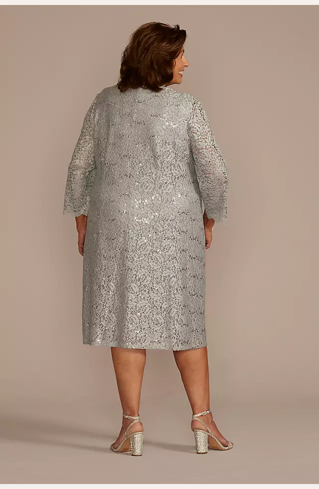 Beaded Lace Short Sheath Dress with Jacket Image 2