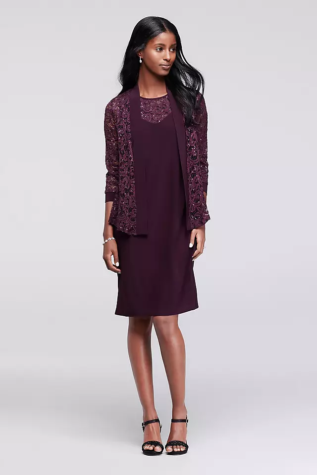 Sequin Lace Mother of the Bride Jacket Dress Image
