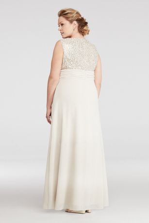Chiffon Dress with Sequin Lace Jacket and Bodice | David's Bridal
