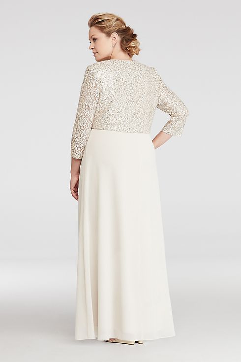 Chiffon Dress with Sequin Lace Jacket and Bodice Image 6