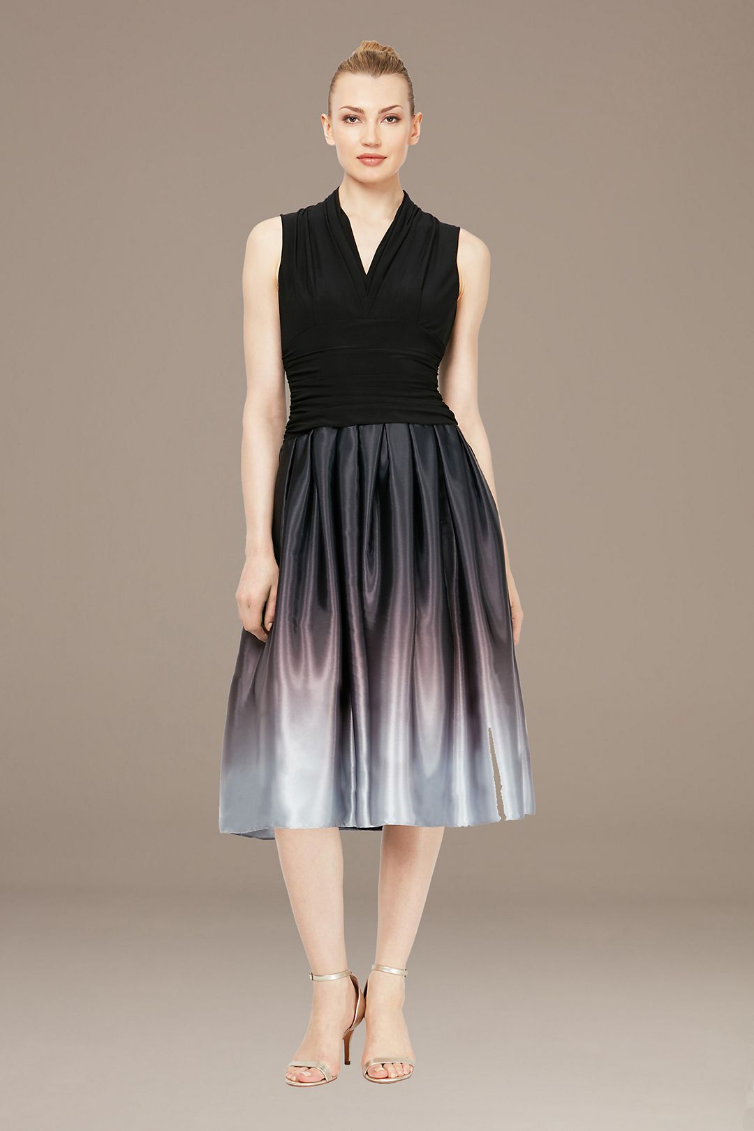Satin Charmeuse Party Dress with Ruched Waist Image 1
