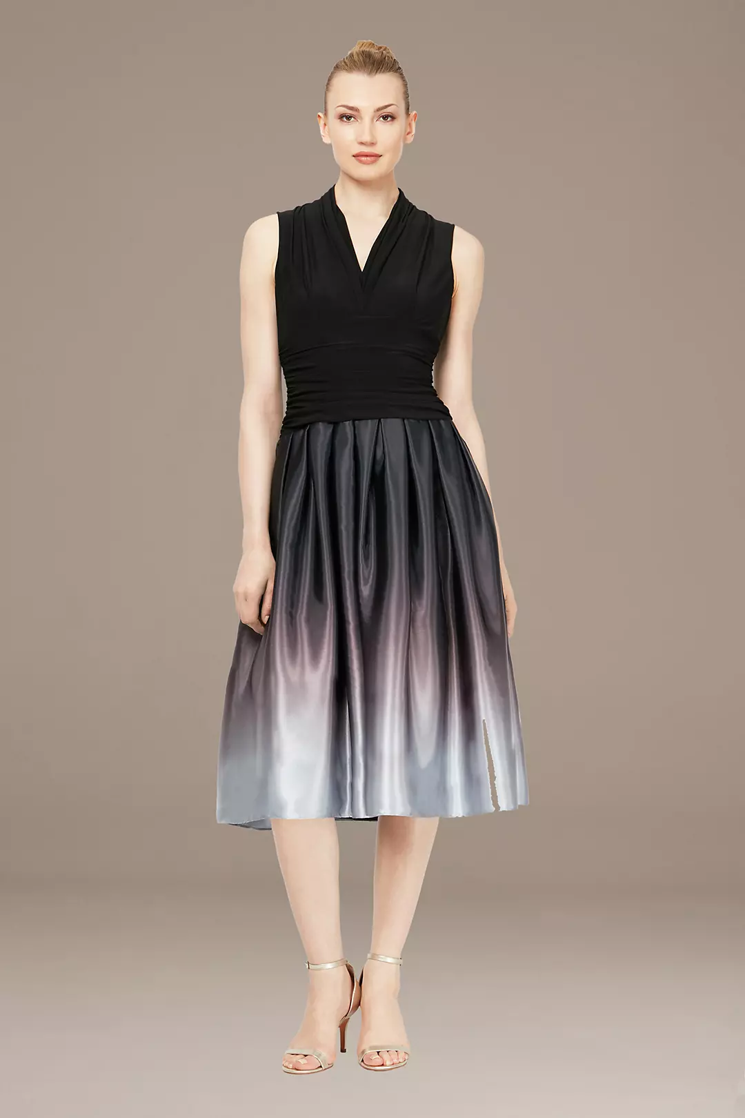 Satin Charmeuse Party Dress with Ruched Waist Image