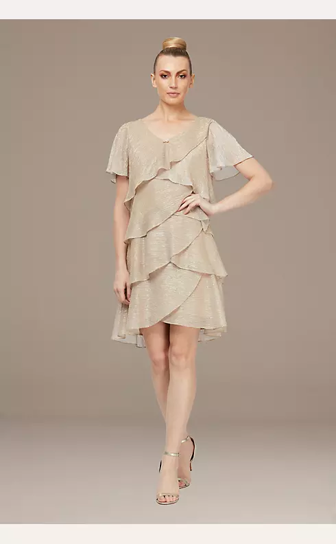 Shimmer Knee-Length Tiered Ruffle Dress Image 1