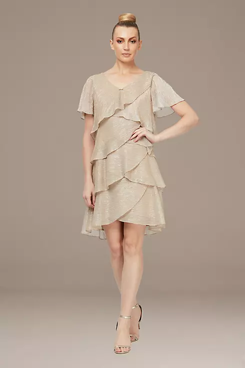Shimmer Knee-Length Tiered Ruffle Dress Image 1