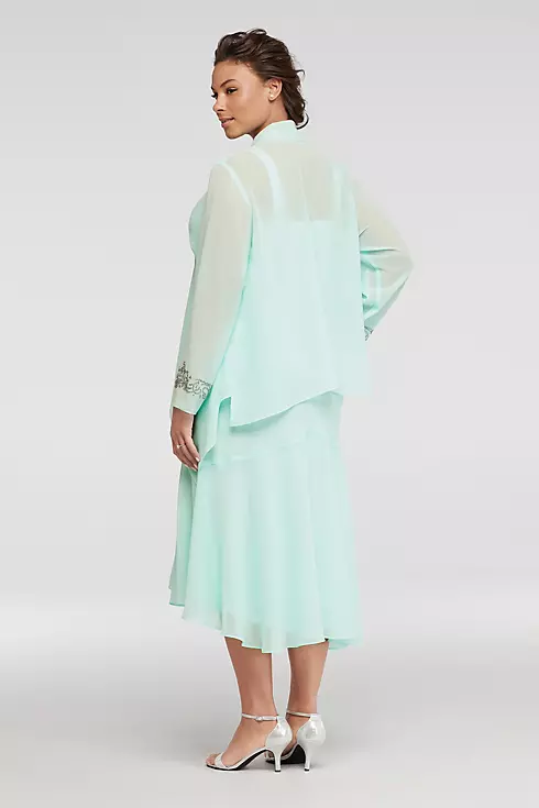 3/4 Sleeve Beaded Plus Size Dress with Jacket Image 2